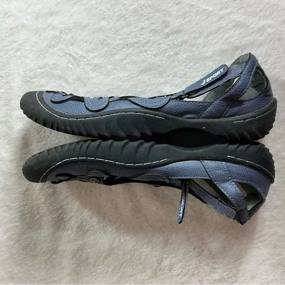 JSport by Jambu Blue Gray Sandals with Petal Design Adjustable Velcro Strap Sz 9 - Picture 8 of 11